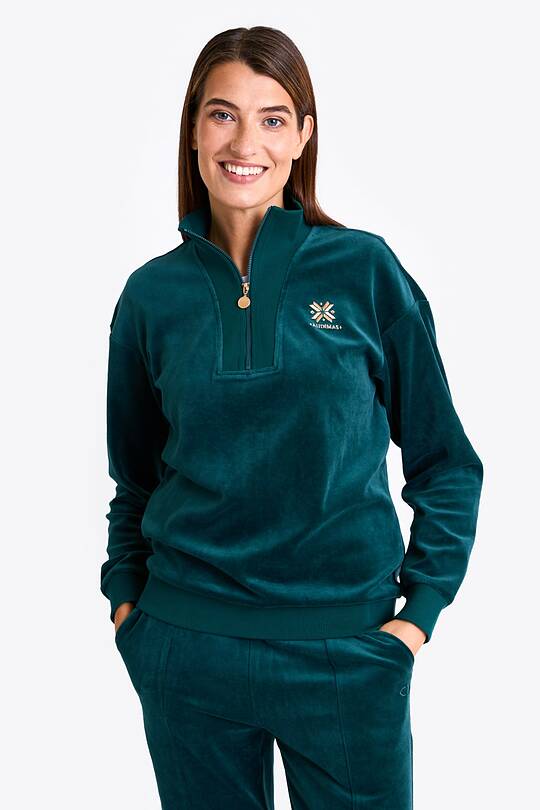 Cotton velour half-zip sweatshirt 1 | Audimas