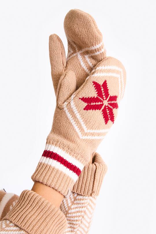 Knitted winter pattern wool mittens 1 | Audimas