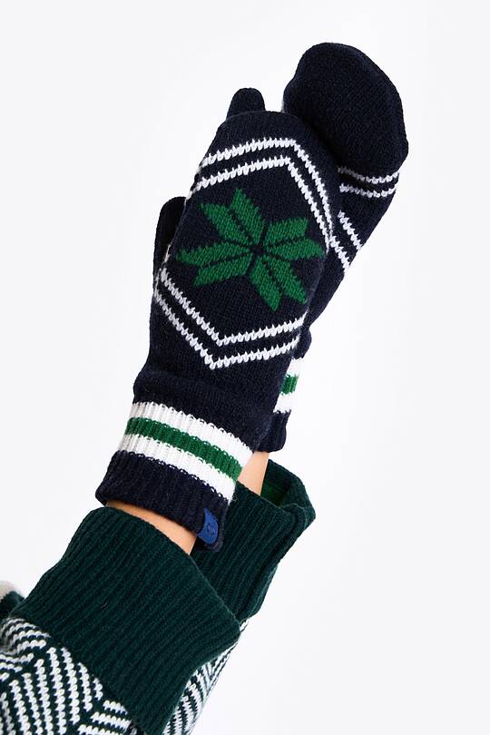 Knitted winter pattern wool mittens 1 | Audimas