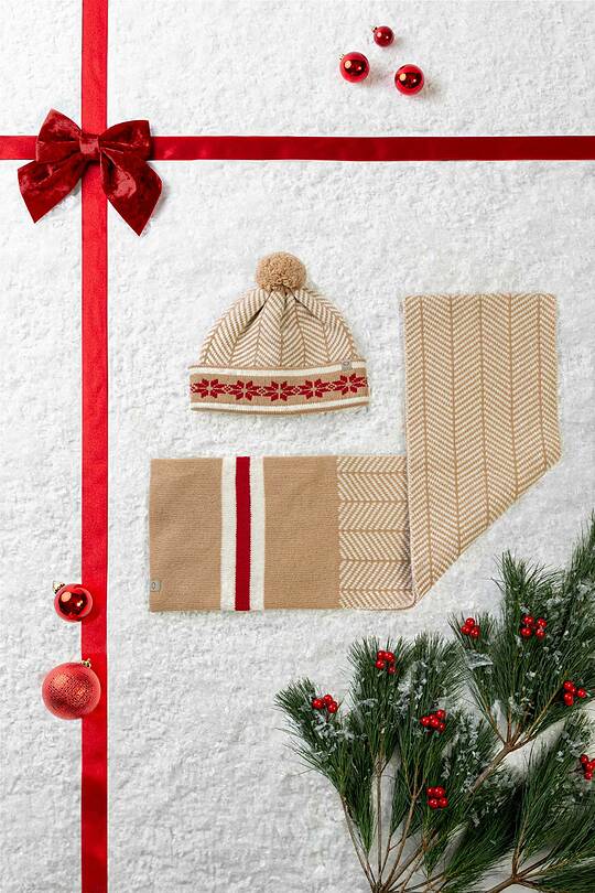 Knitted patterned wool hat and scarf set 1 | Audimas