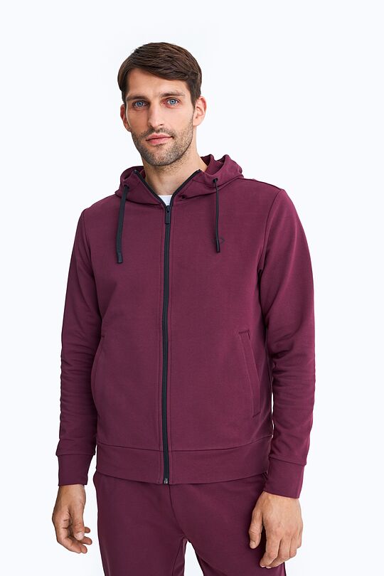 Organic cotton French terry full-zip hoodie 1 | BURGUND | Audimas