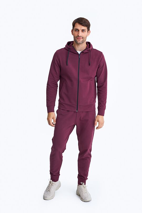 Organic cotton French terry full-zip hoodie 4 | BURGUND | Audimas