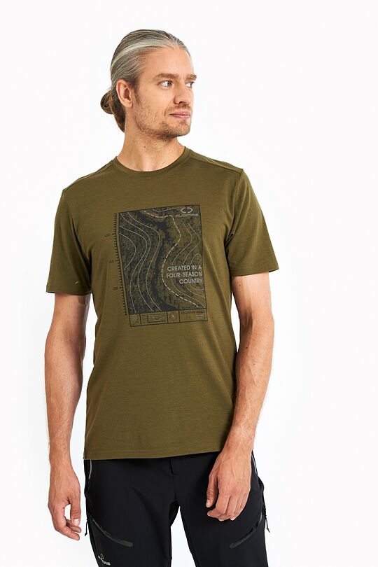 Outdoor merino T-shirt with print 1 | CHAKI | Audimas