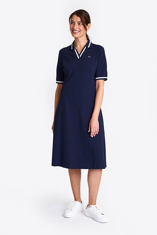 V shape neck midi polo dress 4 | BLUE | Audimas