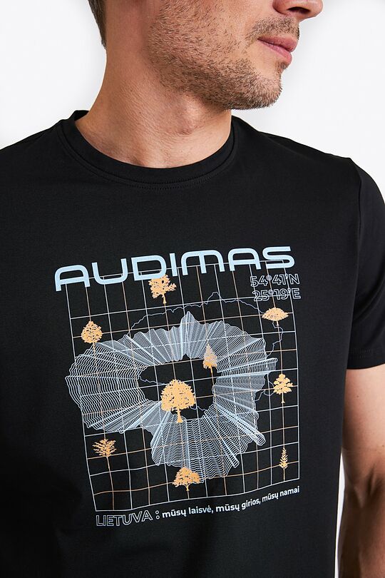 Short sleeves cotton T-shirt Lithuanian forests 2 | BLACK | Audimas
