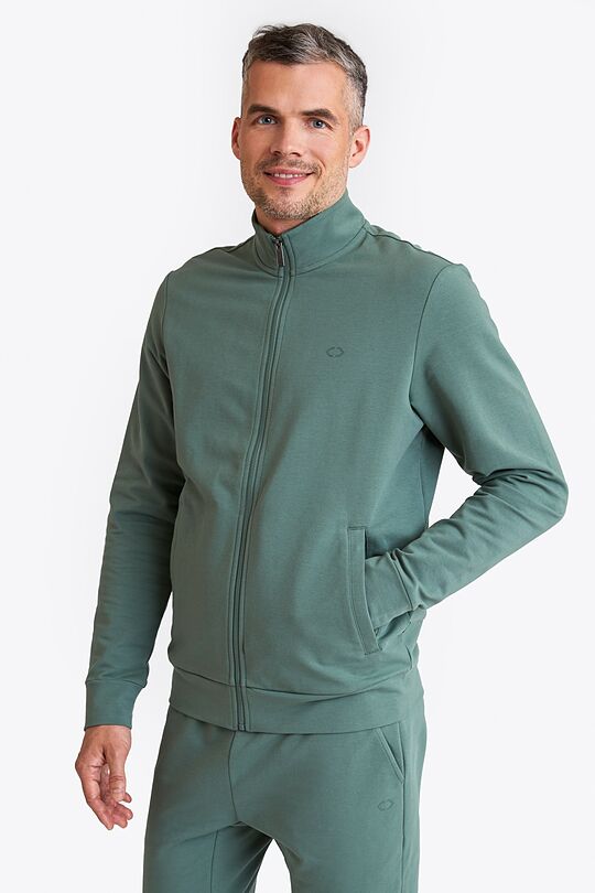 Organic cotton French terry full-zip sweatshirt 1 | GREEN | Audimas