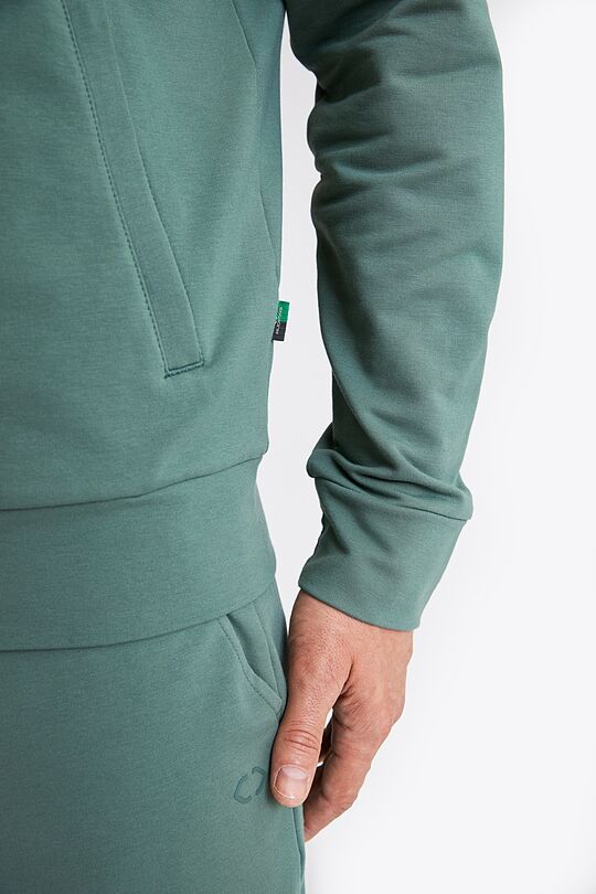 Organic cotton French terry full-zip sweatshirt 4 | GREEN | Audimas