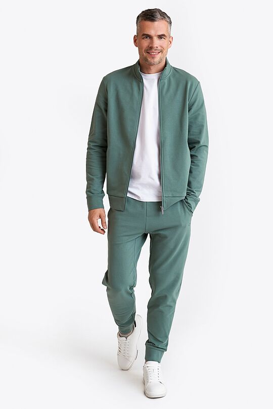 Organic cotton French terry full-zip sweatshirt 5 | GREEN | Audimas