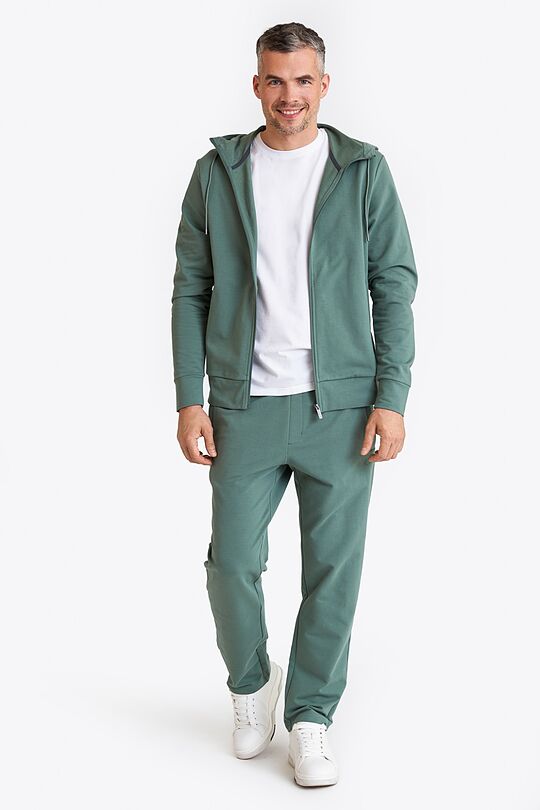 Straight cut cotton French terry sweatpants 1 | GREEN | Audimas