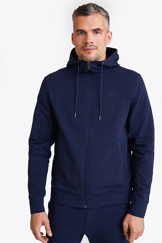 Organic cotton French terry full-zip hoodie 1 | BLUE | Audimas