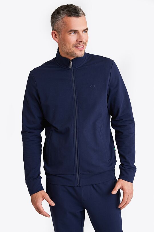 Organic cotton French terry full-zip sweatshirt 1 | BLUE | Audimas