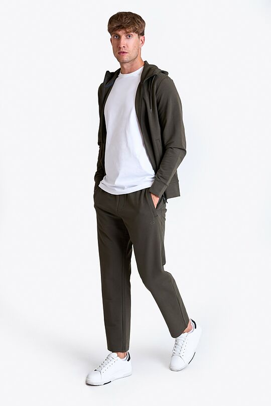 Straight cut cotton French terry sweatpant 1 | CHAKI | Audimas