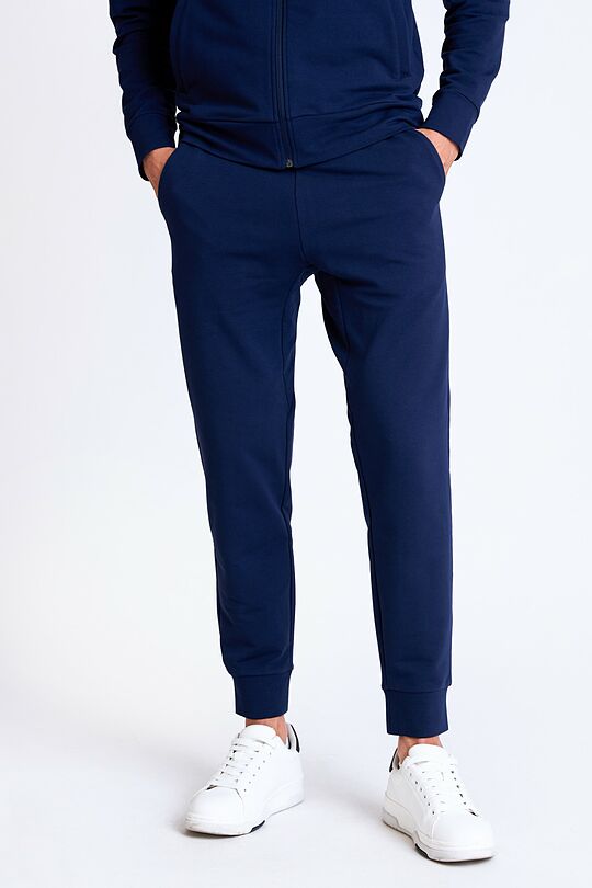 Tapered cotton French terry sweatpants 2 | BLUE | Audimas