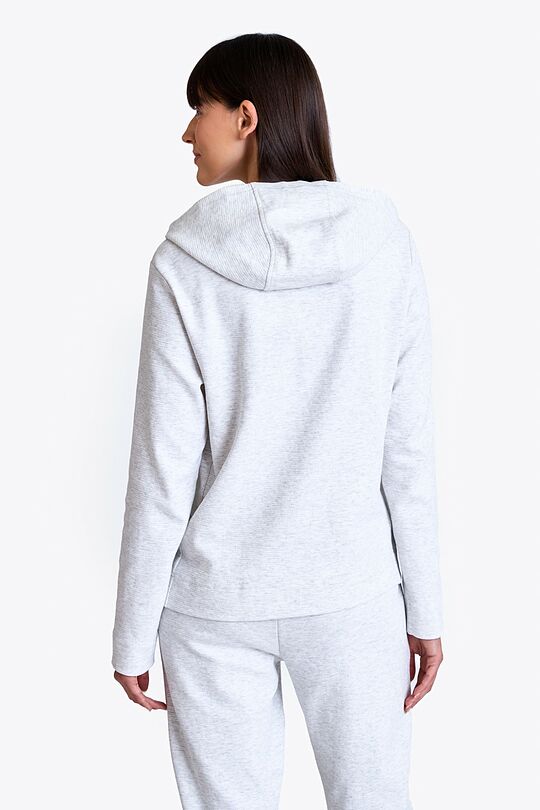 Textured cotton fabric full-zip hoodie 2 | Cream | Audimas