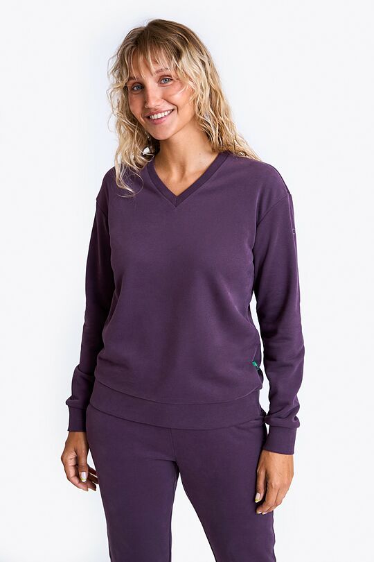 Soft cotton V neck sweatshirt 1 | PURPLE | Audimas