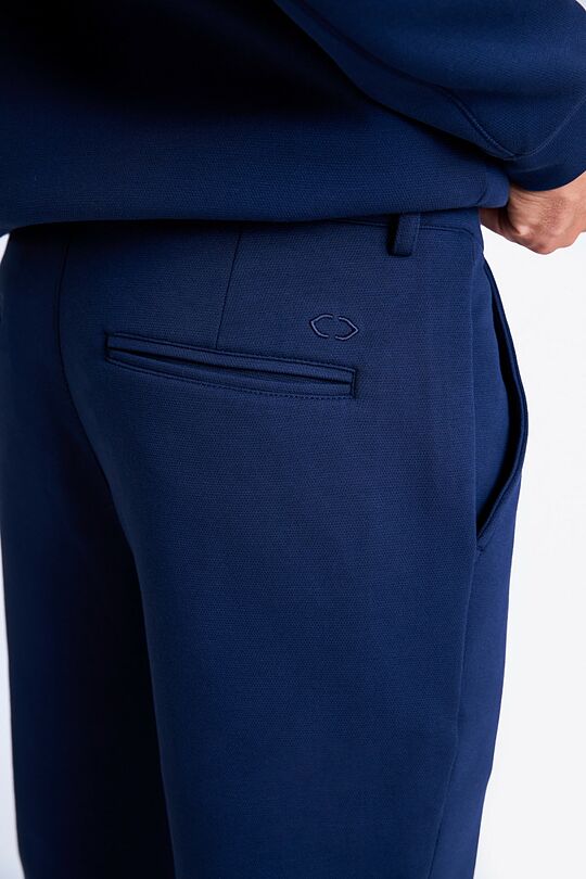 Cotton pique straight fit sweatpants 4 | BLUE | Audimas