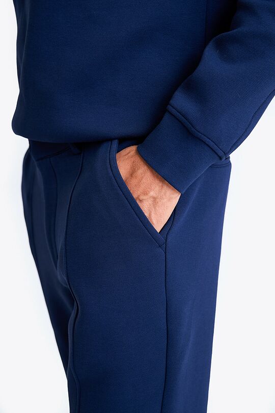 Cotton pique straight fit sweatpants 5 | BLUE | Audimas