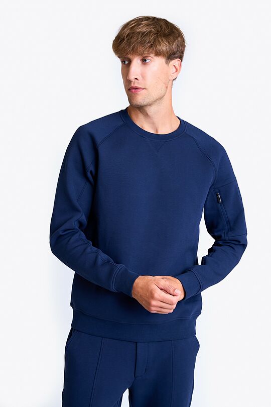 Cotton pique crewneck sweathsirt 1 | BLUE | Audimas