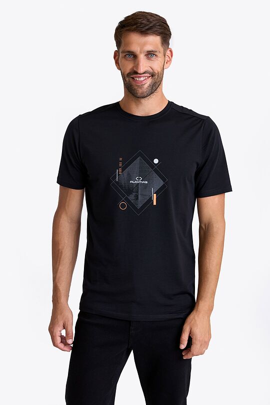 Merino wool T-shirt with print 1 | BLACK | Audimas