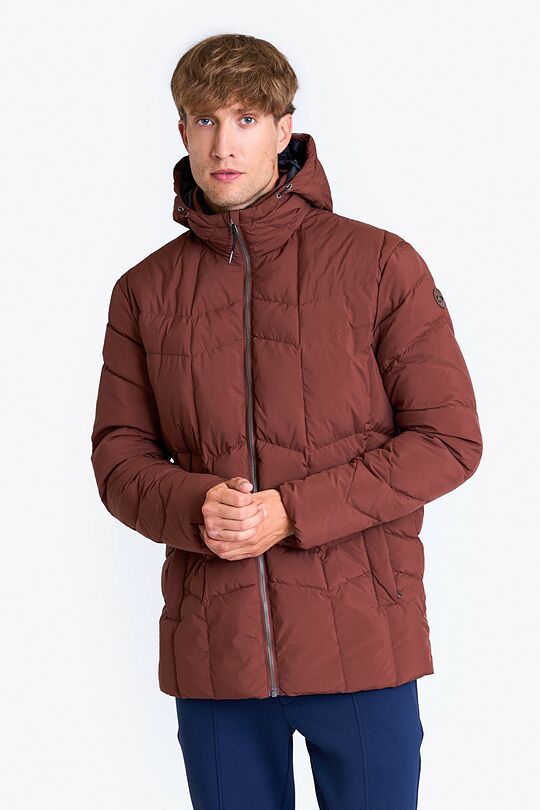 Down jacket with hood 1 | BROWN | Audimas