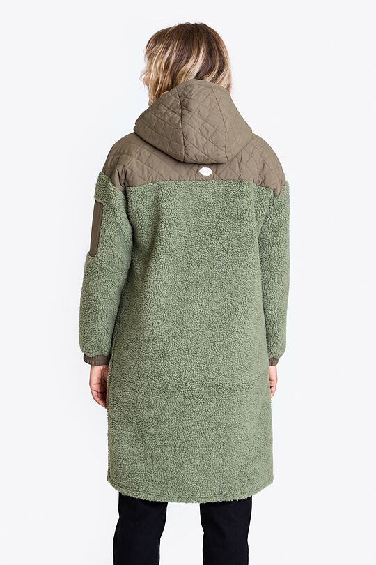 Long sherpa fleece jacket with hood 2 | GREEN | Audimas