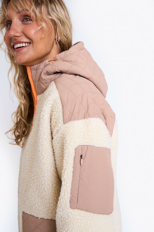 Long sherpa fleece jacket with hood 3 | BROWN | Audimas