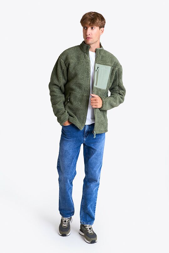 Oversized full-zip sherpa fleece jacket 1 | CHAKI | Audimas