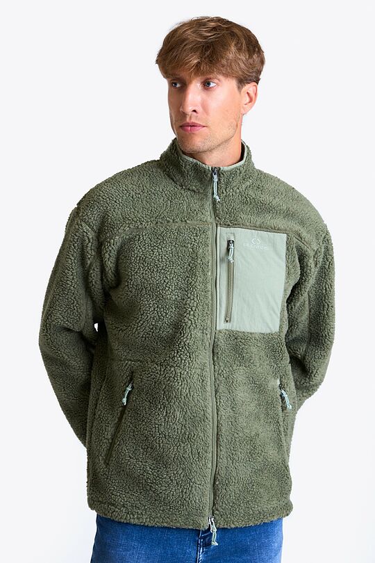 Oversized full-zip sherpa fleece jacket 2 | CHAKI | Audimas