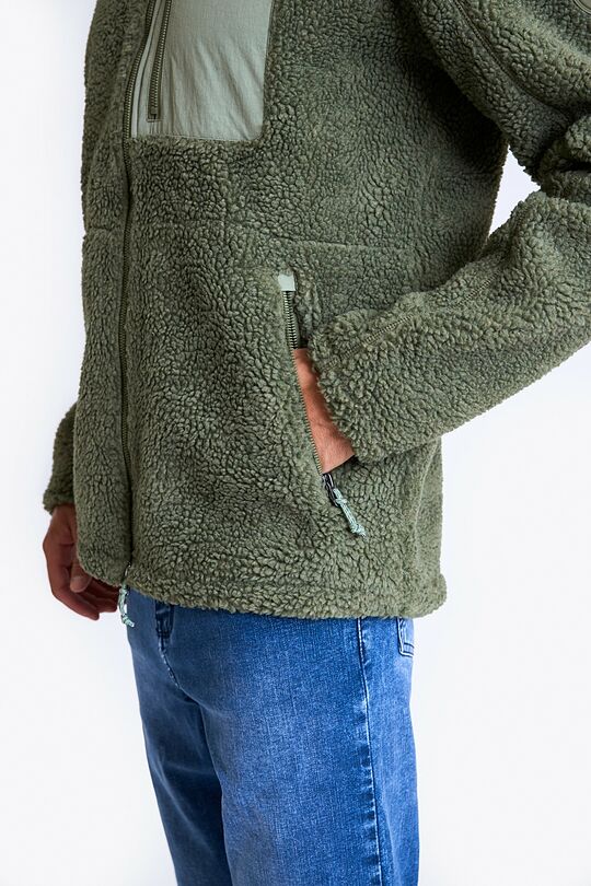 Oversized full-zip sherpa fleece jacket 6 | CHAKI | Audimas