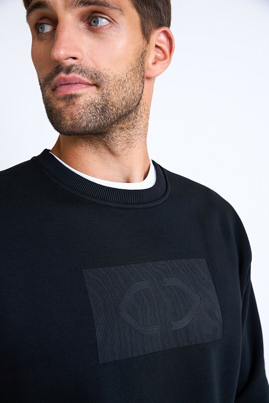 Cotton fleece crewneck sweatshirt 3 | BLACK | Audimas