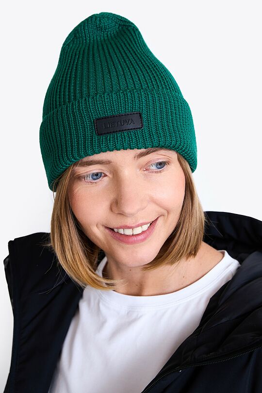 National collection knitted merino wool hat 2 | GREEN | Audimas