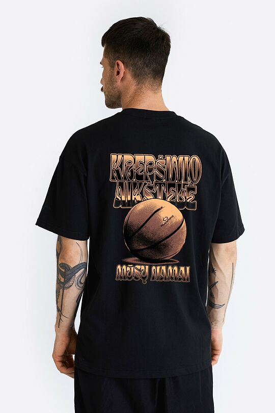 Short sleeves cotton T-shirt Basketball court 1 | BLACK | Audimas