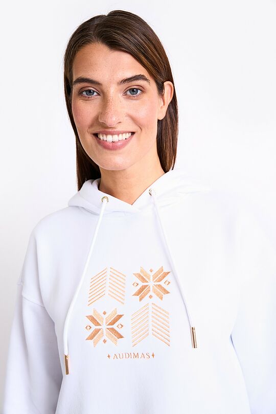 Oversized cotton fleece hoodie 3 | WHITE | Audimas