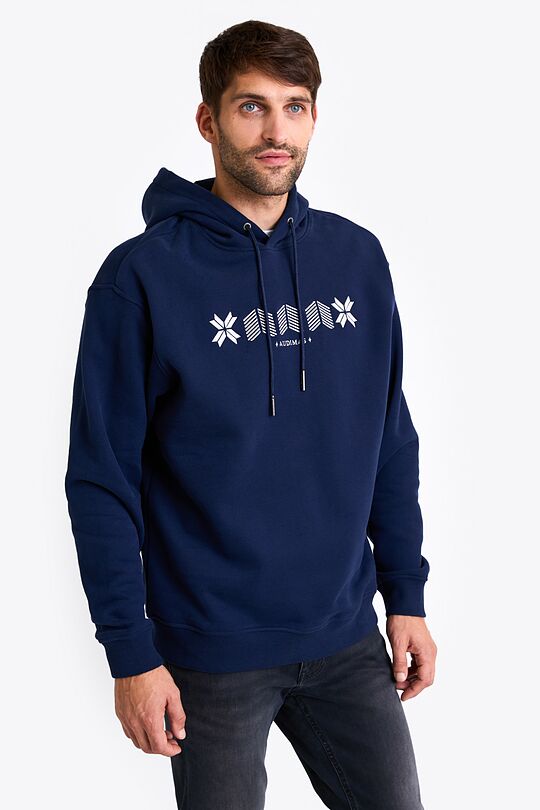 Oversized cotton fleece hoodie 1 | BLUE | Audimas