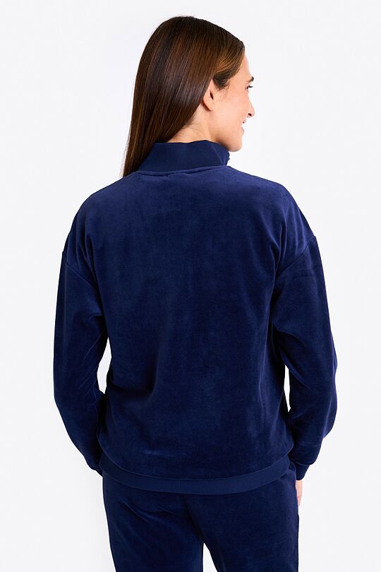 Cotton velour half-zip sweatshirt 2 | BLUE | Audimas