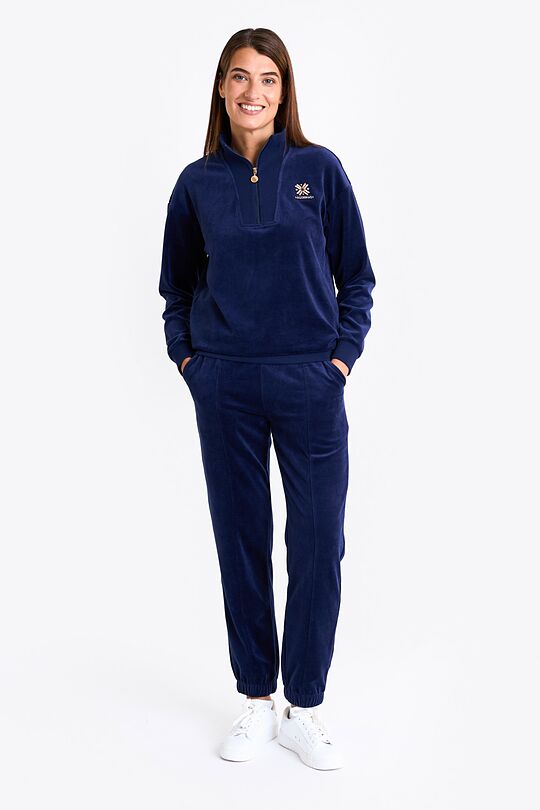 Cotton velour half-zip sweatshirt 4 | BLUE | Audimas