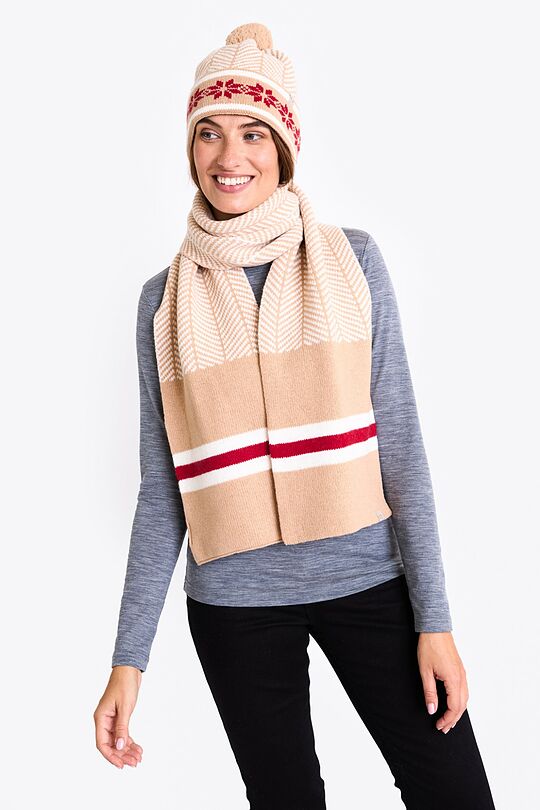 Knitted winter pattern wool scarf 1 | Cream | Audimas