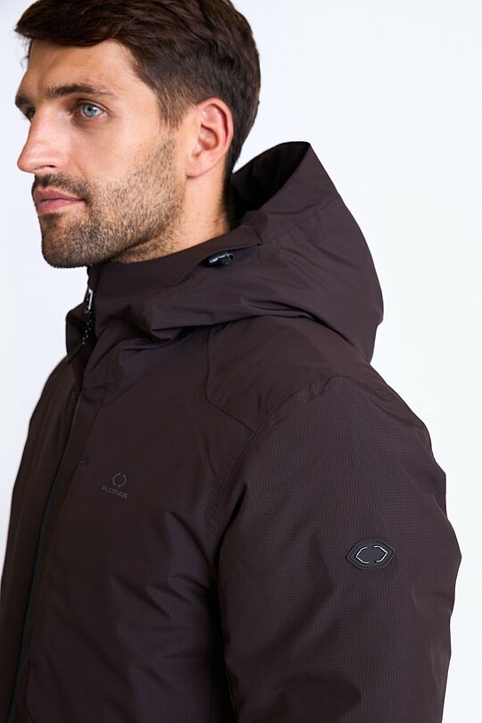 Elongated jacket with membrane and synthetic insulation 3 | BROWN | Audimas