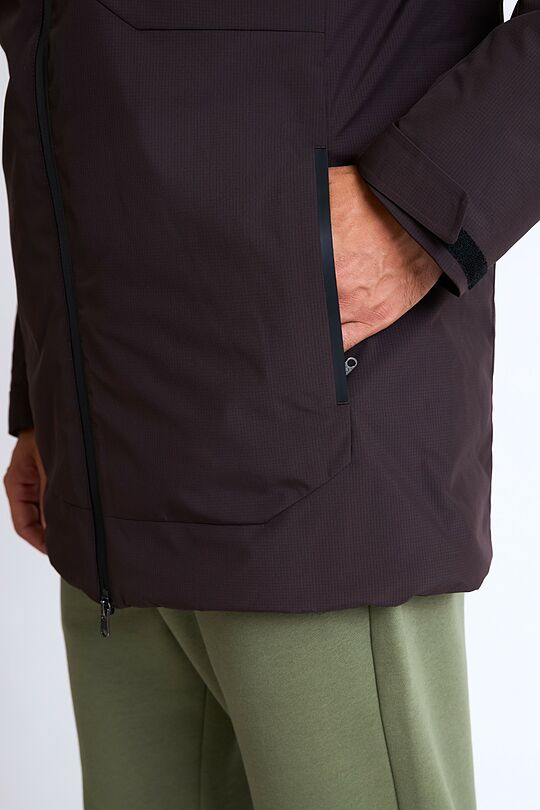 Elongated jacket with membrane and synthetic insulation 5 | BROWN | Audimas