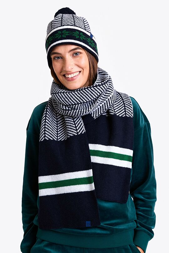 Knitted patterned wool hat and scarf set 6 | BLUE | Audimas