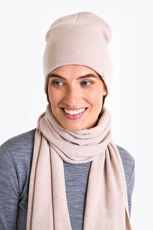 Knitted merino wool hat and scarf set 3 | Cream | Audimas