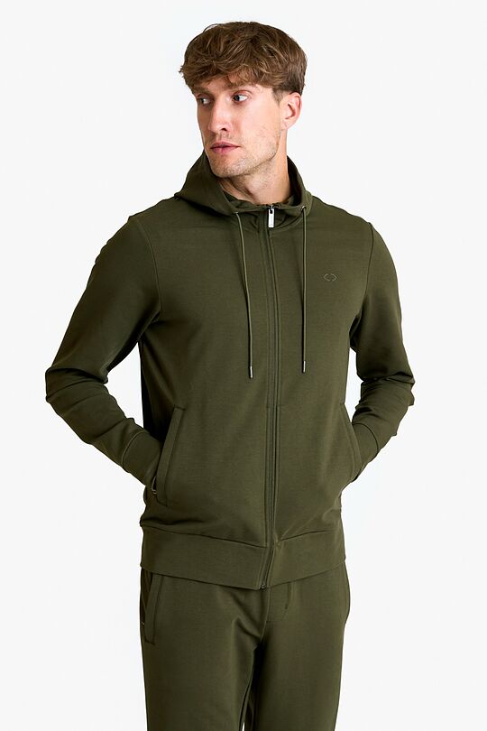 Cotton French terry full-zip hoodie 1 | GREEN | Audimas