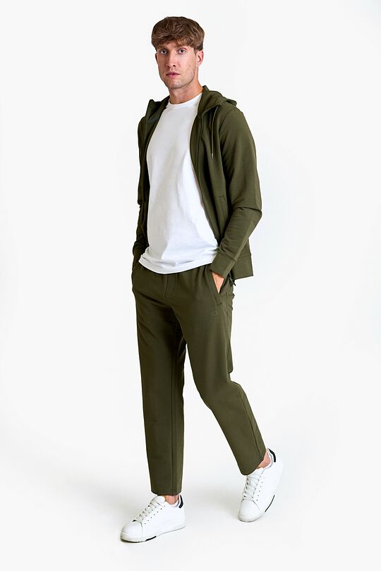 Cotton French terry full-zip hoodie 4 | GREEN | Audimas