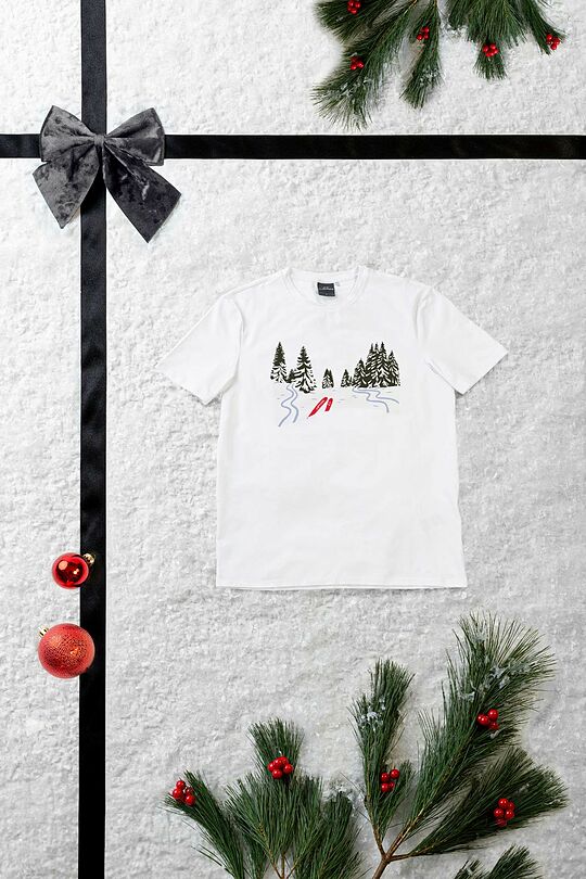 Short sleeves cotton T-shirt Snowy horizons 1 | WHITE | Audimas