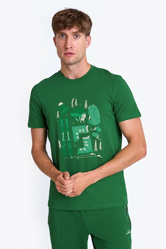 Short sleeves cotton T-shirt Let's head into winter! 1 | GREEN | Audimas