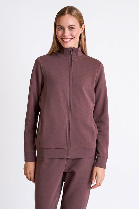 Cotton French terry full-zip sweatshirt 1 | BROWN | Audimas