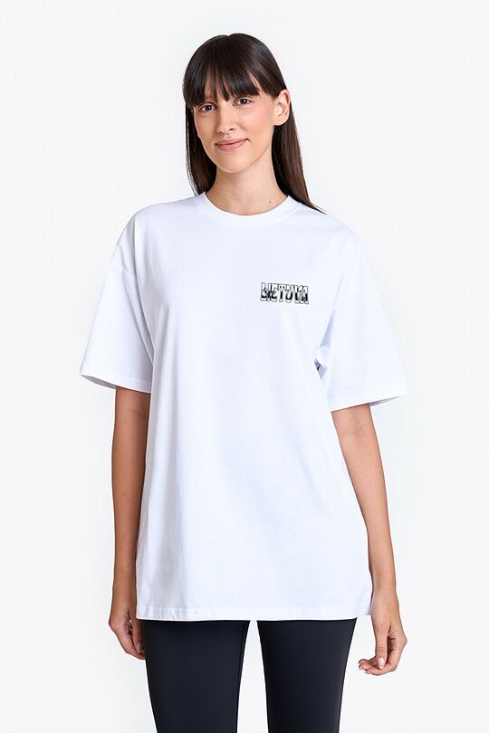 Short sleeves cotton T-shirt Basketball court 2 | WHITE | Audimas