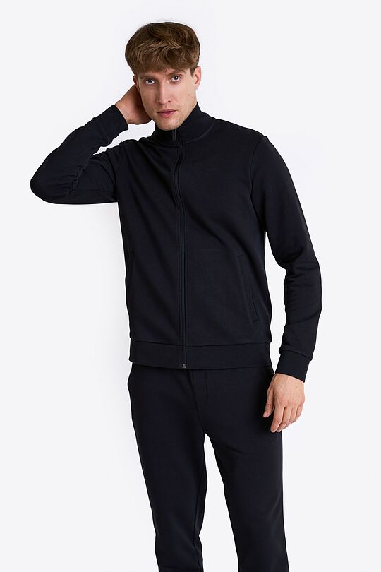 Cotton French terry full-zip sweatshirt 2 | BLACK | Audimas