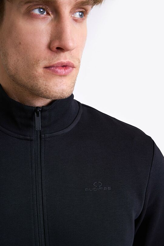 Cotton French terry full-zip sweatshirt 4 | BLACK | Audimas