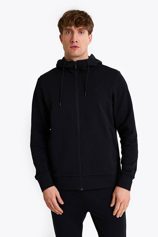 Cotton French terry full-zip hoodie 1 | BLACK | Audimas